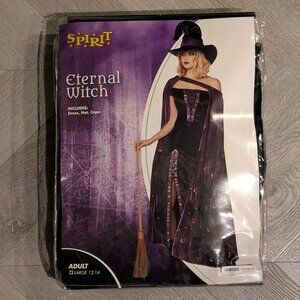 Spirit Halloween Eternal Witch Costume Adult Size Large 12-14 Dress Hat and Cape